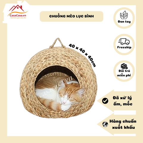 [CasaCasa] Chuồng Mèo Đan Lục Bình Thân Thiện Môi Trường (Water Hyacinth Cat Cage)