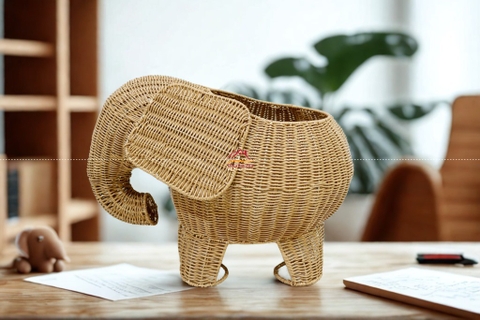 Sọt Hình Voi Đan Tay Tinh Xảo – Giải Pháp Lưu Trữ Thông Minh & Trang Trí Sáng Tạo