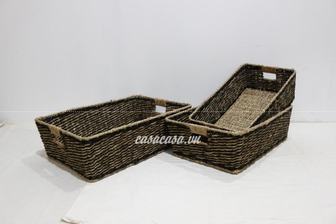 Bộ 3 chiếc sọt đan cói, sọt đựng đồ, trang trí - SD1935A-3MC