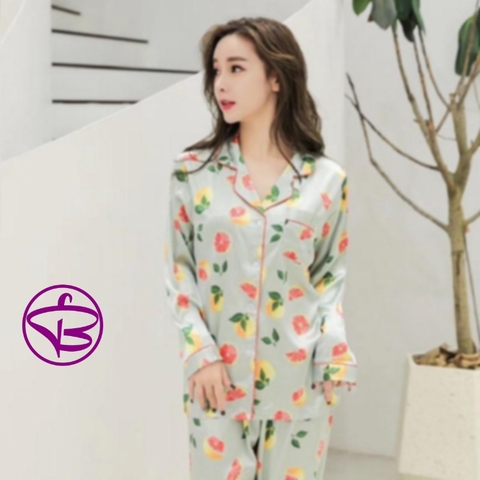 Bộ ngủ pijama lụa cao cấp quần dài tay dài chất đẹp