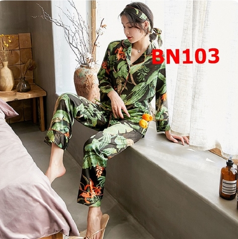 Bộ ngủ nữ Pijama quần dài tay dài sang trọng quý phái hàng cao cấp, có kèm băng đô