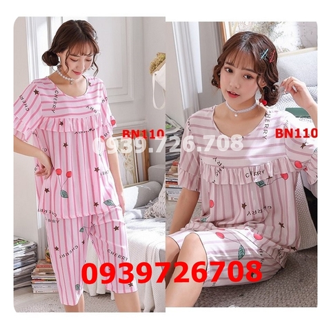 Bộ ngủ nữ chất cotton lụa mát lạnh tay ngắn siêu dễ thương