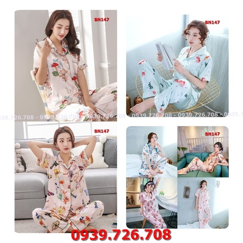 Bộ ngủ pijama quần dài tay ngắn chất vải lụa đẹp hàng cao cấp