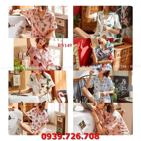 Bộ ngủ pijama quần đùi chất lụa cao cấp hàng đẹp chuẩn