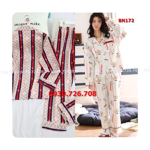 Bộ ngủ lụa satin pijama quần dài tay dài hàng cao cấp chất rất đẹp