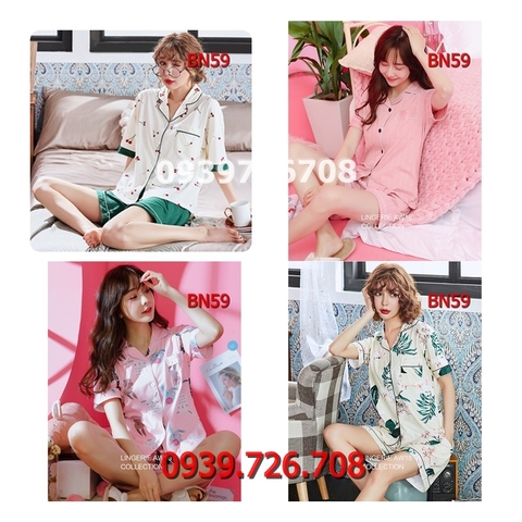 Bộ ngủ nữ pijama chất thun cotton tay ngắn