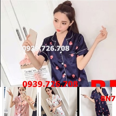 Bộ ngủ Pijama quần đùi trái dâu