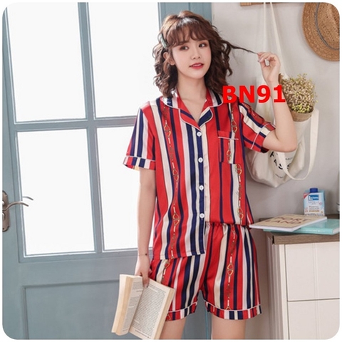 Bộ ngủ pijama kẻ sọc chất lụa hàng cao cấp