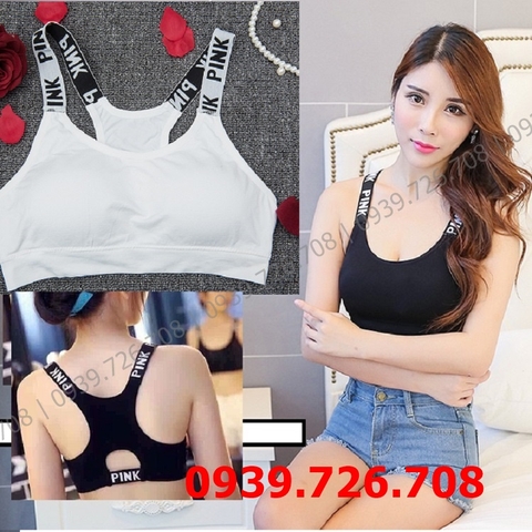 Áo lót bra Pink cotton thể thao chữ O