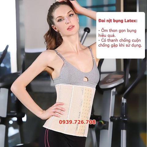 Corset chuẩn - Đai nịt bụng Latex định hình eo giảm mỡ bụng dài 28cm 9 xương cao su non có lỗ thoáng khí hàng cao cấp