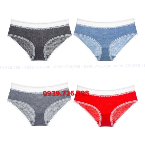 Quần lót cotton dệt viền ren