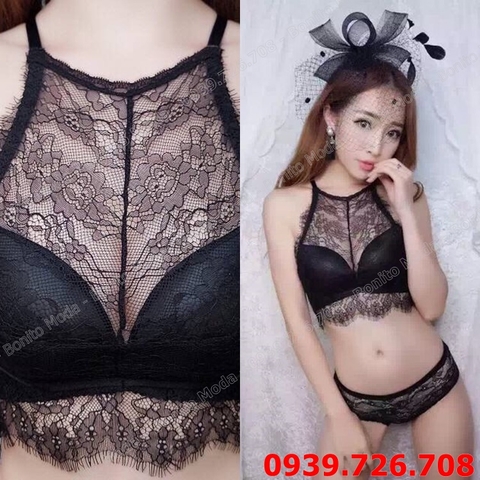 Bộ đồ lót yếm ren Croptop bướm lưng siêu đẩy (có thêm mút xoài)