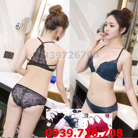 Bộ đồ lót Manhari bướm ren ko gọng cài trước