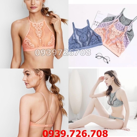 Bộ đồ lót bralette ren V ko gọng ko mút