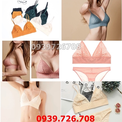 Bộ đồ lót bralette ren hoa mai ko gọng ko mút