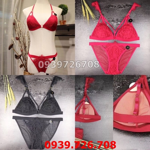 Bộ đồ lót bralette ren cách điệu cài trước dây leo ko gọng