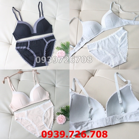 Bộ đồ lót cotton ko gọng viền ren