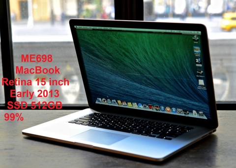 MacBook Pro 15inch Early 2013 Core i7-3840QM 2.8GHz Ram 8GB 16GB SSD 256, 512, 768 GB ME698 A1398 EMC 2673
