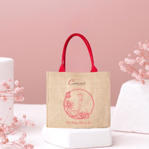 Túi Vải Đay Linen Nét hồng tháng ba TVDH1