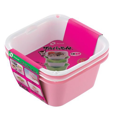 Bộ rổ nhựa kháng khuẩn Richell màu hồng