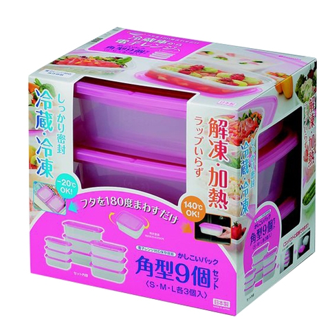 Inomata bộ 9 hộp nhựa màu hồng