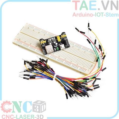 Combo nguồn, dây cắm và breadboard