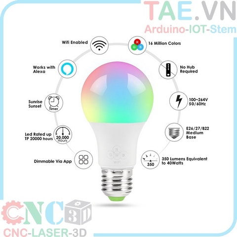 Bóng Đèn Led Bulb RGB Kết Nối Wifi