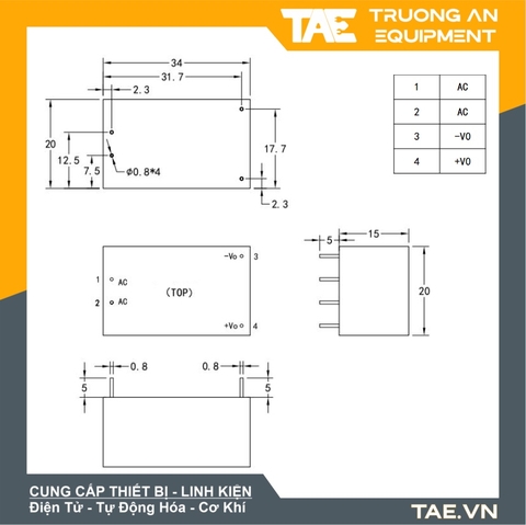 Module Nguồn AC-DC HLK-PM03-3.3VDC