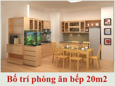 Gơi ý cách bố trí phòng ăn bếp 20m2 rộng rãi, tiện nghi
