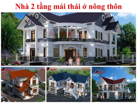 Chiêm ngưỡng bộ sưu tập mẫu nhà 2 tầng mái thái ở nông thôn đẹp