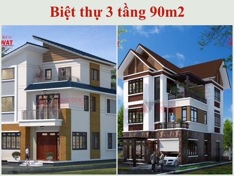 10+ mẫu thiết kế biệt thự 3 tầng 90m2 phù hợp với nhiều mảnh đất