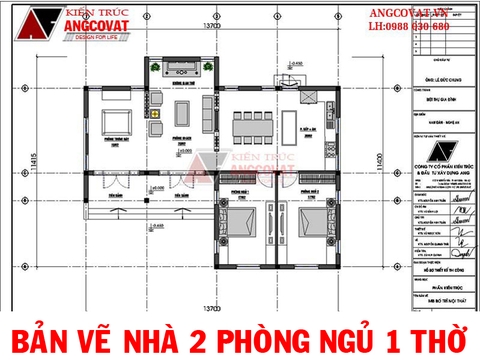 Tuyển tập bản vẽ nhà 2 phòng ngủ 1 phòng thờ đẹp nhất dành cho năm 2018