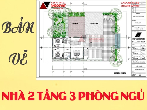 KTS tư vấn miễn phí: thiết kế bản vẽ nhà 2 tầng 3 phòng ngủ đẹp