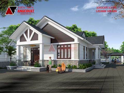 Mẫu thiết kế nhà cấp 4 2 mặt tiền 10x20m diện tích 160m2 3 phòng ngủ BT109076