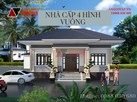 Tuyển tập các mẫu thiết kế nhà biệt thự 1 tầng cấp 4 hình vuông đẹp mê ly