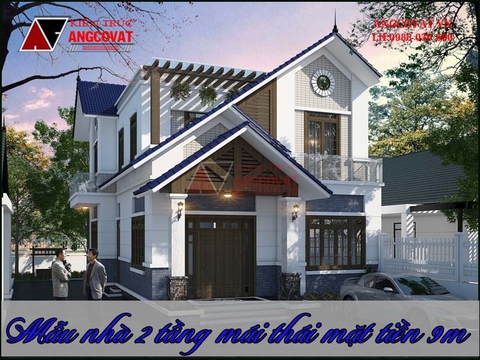Chọn lọc những mẫu nhà 2 tầng mái thái mặt tiền 9m đẹp mà sang