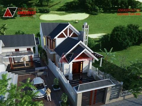 Mẫu thiết kế nhà cấp 4 có gác lửng diện tích 80m2 3 phòng ngủ mặt tiền 6m BT625046