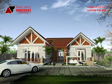Mẫu thiết kế nhà hình chữ u diện tích 160m2 ở vùng nông thôn việt nam BT111255