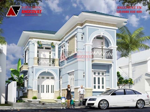 Mẫu thiết kế nhà 2 tầng đơn giản hình chữ L diện tích 70m2 ở Thanh Hóa BT112125