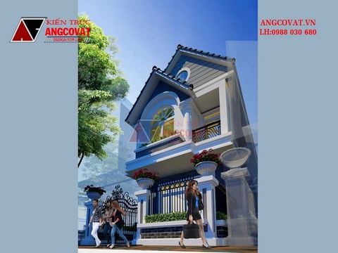 Mẫu thiết kế nhà 2 tầng mặt tiền 5x18m diện tích 90m2 4 phòng ngủ ở Hải Dương BT526046