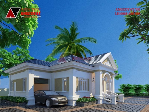 Mẫu thiết kế nhà cấp 4 cổ điển kiểu pháp 4 phòng ngủ diện tích 200m2 BT122056