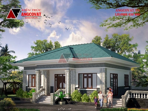 Mấu thiết kế nhà cấp 4 hình vuông 12x12m diện tích 120m2 ở Hải Phòng BT214076
