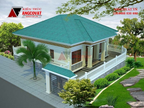Mẫu thiết kế nhà cấp 4 hình vuông 10x10m diện tích 100m2 3 phòng ngủ ở Hà Đông Hà Nội BT223046