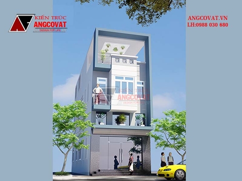 Mẫu thiết kế nhà phố 3 tầng mặt tiền 5x18m diện tích 90m2 để ở kết hợp văn phòng NP171655