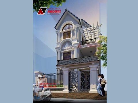 Mẫu thiết kế biệt thự phố 3 tầng diện tích 80m2 mặt tiền 7m phong cách tân cổ điển BT412046
