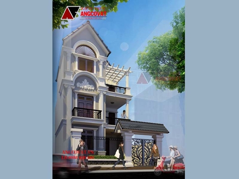 Mẫu thiết kế biệt thự phố 3 tầng diện tích 80m2 mặt tiền 7m hình chữ L BT412046