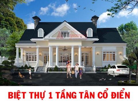 Đôi nét về kiểu thiết kế biệt thự phong cách tân cổ điển 1 tầng đẹp không tì vế TIN103117