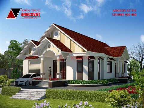 Mẫu thiết kế nhà 1 tầng 180m2 3 phòng ngủ mặt tiền 11x18m phong cách tân cổ điển đẹp BT129066