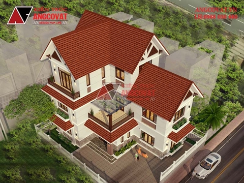 Mẫu thiết kế nhà chữ L 3 tầng theo phong cách mái thái đẹp BT127115