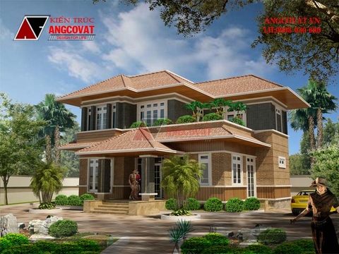 Mẫu thiết kế nhà vườn 140m2 2 tầng mặt tiền 14x10m đẹp như mơ BT21565